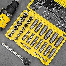 Topec Deep Bolt Extractor Set 28PCS, 3/8" Drive