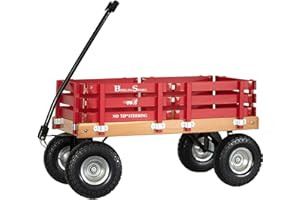 PREMIER WAGONS Berlin Flyer Sport Kid's Wagon - Model F410 - Amish Made in Ohio, USA - 10" No-Flat Tires (Red)