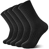 Eocom Merino Wool Hiking Socks for Women & Men Thermal Winter Warm Thick Cushion Crew Work Boot Socks 5 Pairs