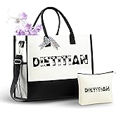 InnoBeta Dietitian Gifts, Canvas Tote Bag with Top Zipper Closure and Shoulder Strap for Birthday, Christmas and Every Special Occasion