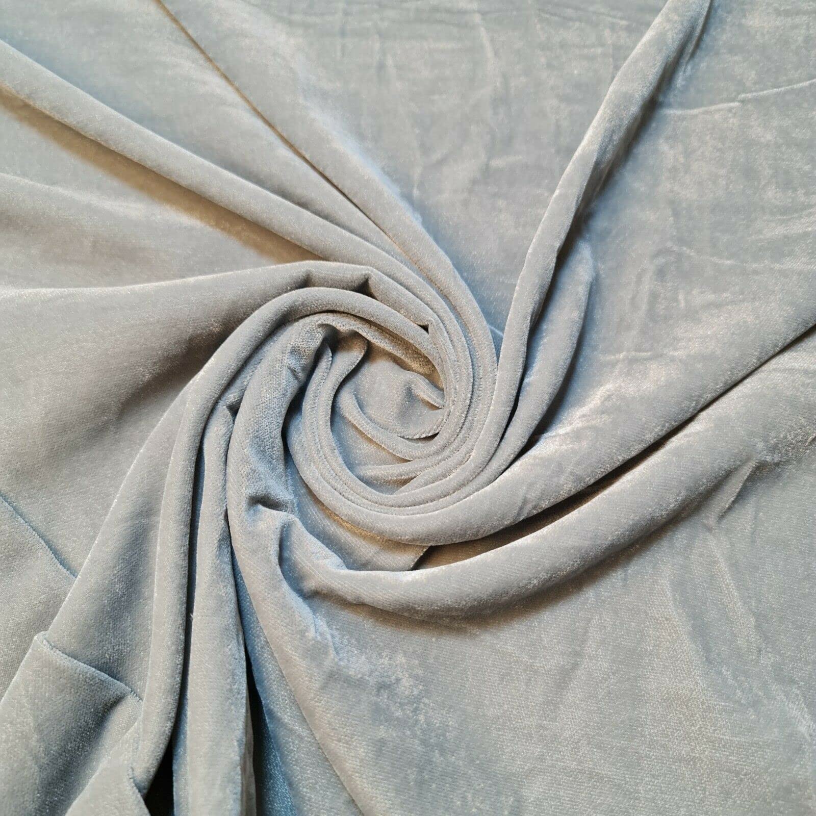 Three Crown Velvet Fabric Soft Strong Material - Home Decor, Curtains, Upholstery, Dress - 112cm Wide (Silver, 1 Meter)