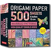 Origami Paper 500 sheets Marbled Patterns 6" (15 cm): Tuttle Origami Paper: Double-Sided Origami Sheets Printed with 12 Different Designs (Instructions for 6 Projects Included)