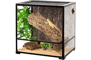 REPTI ZOO REPTIZOO 45 Gallon Glass Reptile Terrarium 24" x 18" x 24" Knock-Down Reptile Tank with Double Hinge Door and Top Screen Ventilation Easy Assembly Terrarium
