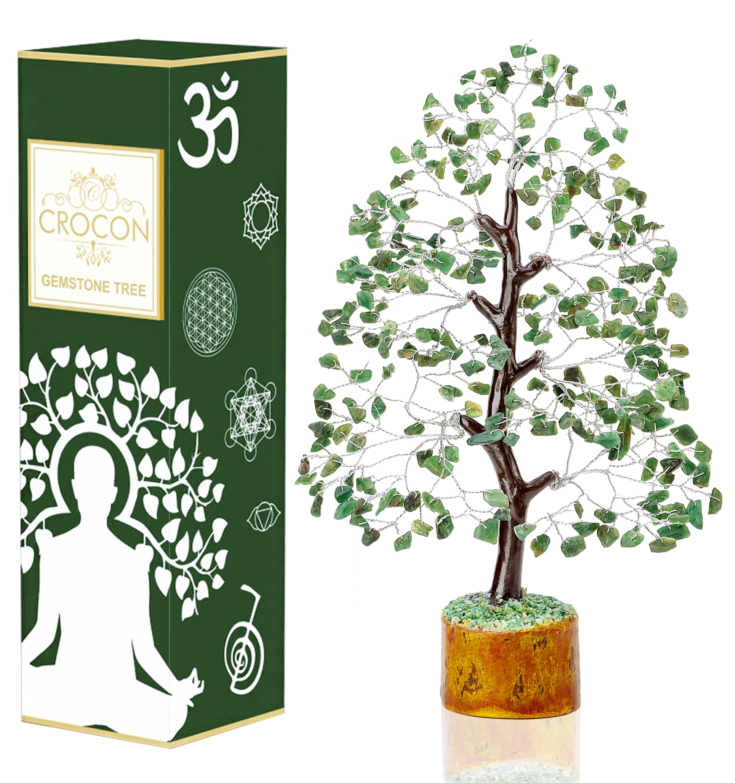 Crocon Green Aventurine Crystal Chakra Tree of Life Spiritual Healing Meditation Gift Bonsai Tree for Home & Room Decor Crystal Gift for Women for Women Men Housewarming Present — image 1