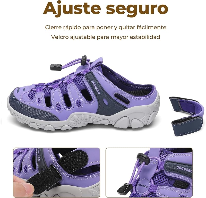Sandálias de trekking femininas leves e respiráveis, Roxo 37