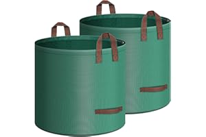 IWNTWY 2-Pack 16 Gallons Reusable Yard Waste Bags, Heavy Duty Upright Leaf Bags, Lightweight Portable Lawn Bags with 4 Handles for Garden Leaves and Waste Collection