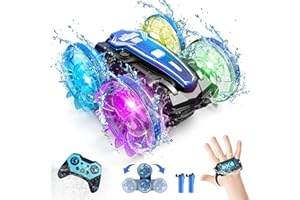 GEVINST Remote Control Car Boat Amphibious RC Car with Waterproof Gesture Control 2.4Ghz All Terrain RC Boat 360° Rotation Stunt Beach Pool Toys for Kids Ages 4-8-12 Gifts for 6 7 9 Year Old Boys