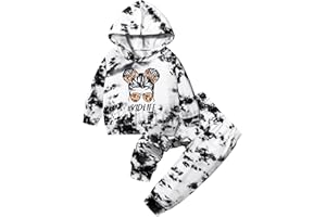 Aulyffo Toddler Girl Clothes,Tie Dye Hoodie Sweatshirt 2 Piece Girls Outfits Pullover Joggers Pants Hooded Sweatsuits Sets