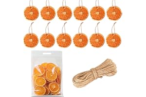 NSXC 30 Pcs Dried Orange Slices, with 30Pcs Hemp Rope, Christmas Wreath Making Supplies for X-mas Tree Decoration, DIY Crafts, Present Wrapping