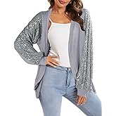 Sequin Cardigans for Women Sparkly New Year Tops Open Front Outerwear Coat Shimmer Glitter Loose Jackets