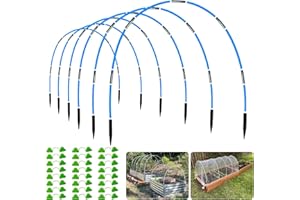 OOTONAT Garden Hoops for Raised Beds- Rust Free Fiberglass Frame Plant Hoops with Support Bases -Greenhouse Hoops Grow Tunnel , 36pcs，Blue