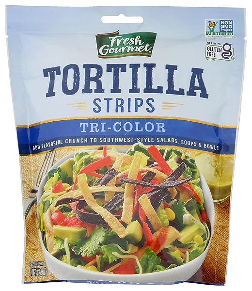 FRESH GOURMET, TORTILLA STRIP, TRI COLOR, 3.5 OZ