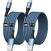 USB C Cable Fast Charge [2 Pack 10FT] USB to USB C Cable Durable Braided C Charger Cable Fast Charge Compatible with iPhone 1