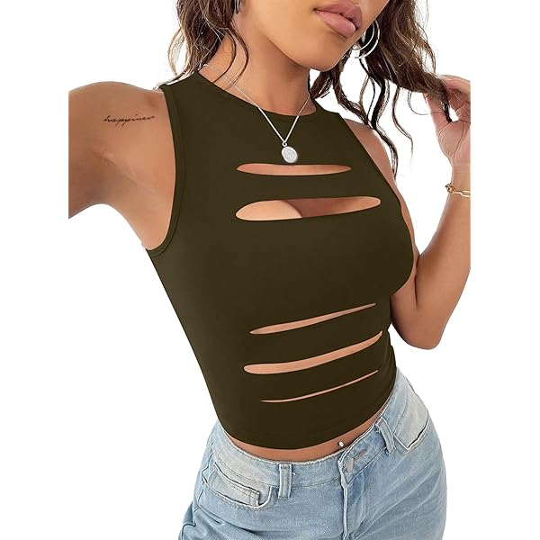 Amazon.com: HGps8w Knitted Crop Tops for Women Slim Fit Sexy