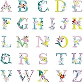 26PCS Flower Shaped Letter Iron on Patches, A-Z Alphabet Embroidered Applique, Colorful Sew on Decorative Emblem, Embroidery Patch for Backpacks Clothes Jeans Jacket Hats Bags DIY Art Decoration