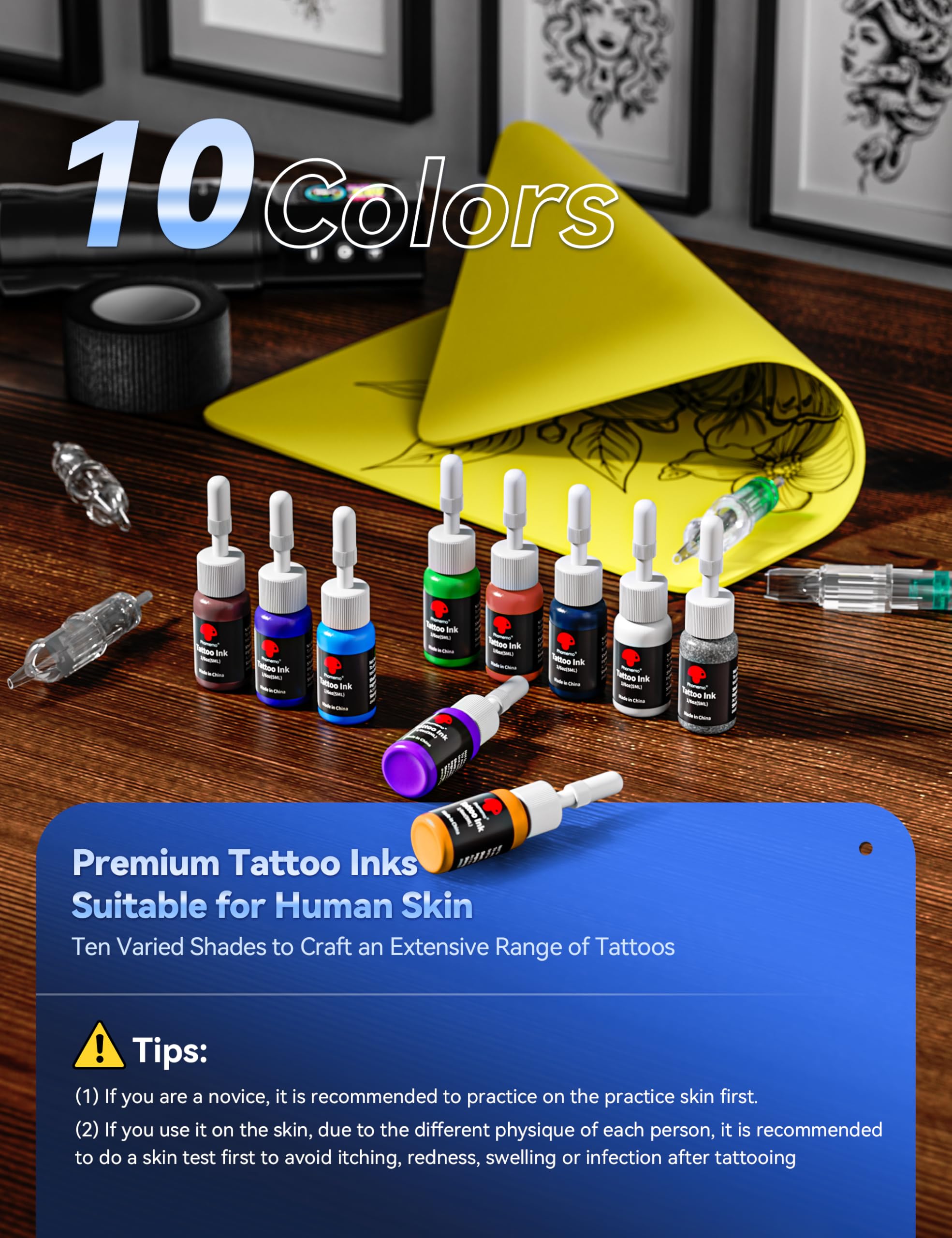 Phomemo Tattoo Gun Kit, Wireless Tattoo machine Kit for Beginners Complete Set, Tattoo Pen with 20 Tattoo Cartridge Needles, Tattoo Practice Kit with 1 Batteries