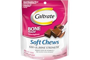 Caltrate Soft Chews 600 Plus D3 Calcium Vitamin D Supplement, Chocolate Truffle - 60 Count(Packaging May Vary)