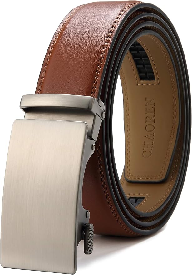 Mens Belt, Ratchet Belt Dress with 1 3/8" Genuine Leather, Slide Belt