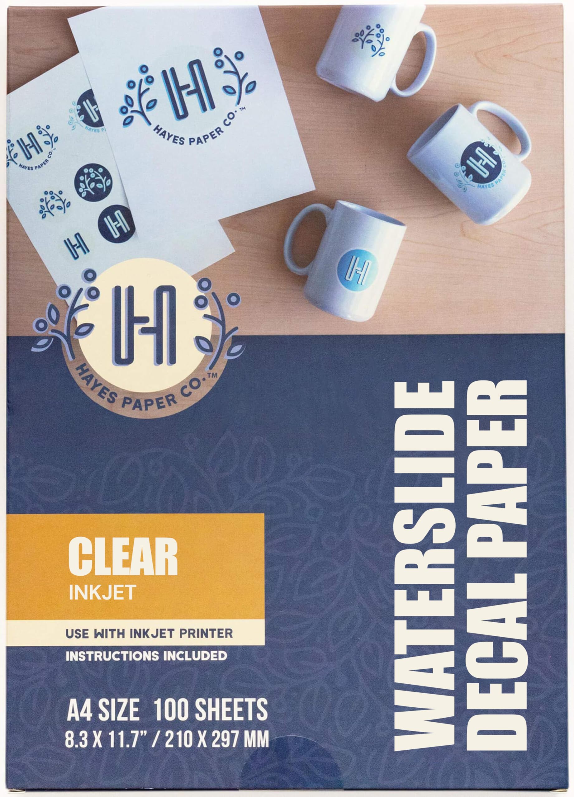 Hayes Paper Co, Waterslide Decal Clear Inkjet (A4, 100 Sheets)
