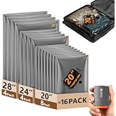 Vacuum Bags for Travel with Rechargeable Pump, 16 Combo, Grey | Vacuum Seal Storage Bags for Clothing Bedding, Compression Packing Cubes for Luggage Suitcase Organizer, Travel Essentials
