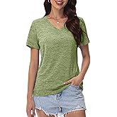MAGCOMSEN Workout Tops for Women UPF 50+ Quick Dry Short Sleeve Sun Protection V-Neck Shirts Lightweight Hiking T Shirts