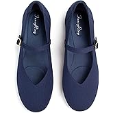 FancyRing Flats for Women Mary Jane Shoes Knit Round Toe Ballet Flats with Strap Womens Comfortable Work Flat