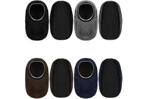 SATINIOR 4 Pairs Kids Non-Slip Slipper Socks Coral Velvet Warm Ankle Socks for Toddlers and Kids