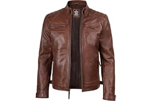 Decrum Leather Jacket Men - Cafe Racer Style Real Lambskin Leather Jackets For Mens