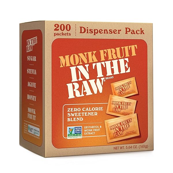 MONK FRUIT IN THE RAW SWEETENER PACKETS, 200...
