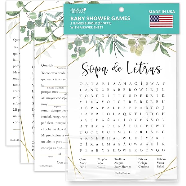 Bingo Game Bilingual Baby Shower English/Spanish Loteria Set
