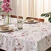 Studio Bala Floral Tablecloth – Linen-Blend Rectangular 55” x 87” – Waterproof Table Cloth for Kitchen & Dining Room – Farmhouse Chic, French Country, Cottagecore & Holiday Decor