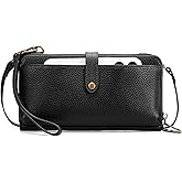 befen Leather Wristlet Wallet for Women Cell Phone Purse with Built in Wallet Vintage Leather Crossdody Bag Clutch Purse