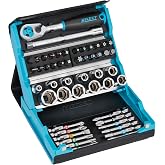 HAZET Smartcase Socket Set 2200SC-2 I 50-Piece Tool Socket Set, Drive: Hexagon and Square 6.3 Mm (1/4 Inch), Mobile Tool Case