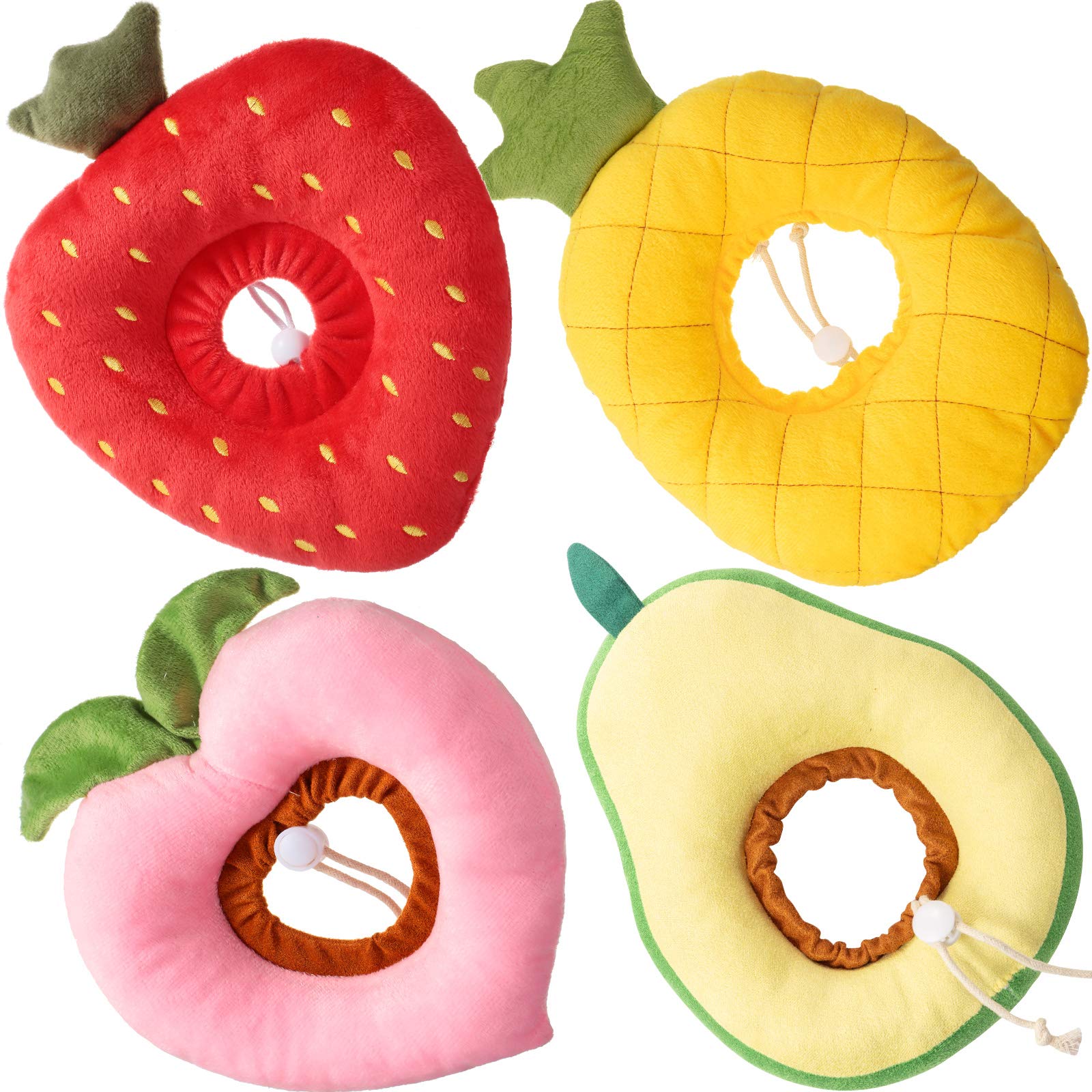 Photo 1 of Weewooday 4 Pcs Adjustable Cat Cone Collar Soft Cat Recovery Collar Cute Kitten Fruits Shaped After Surgery Wound Elizabeth Padded Pet Neck Anti Bite Lick Dog Comfortable Smooth Texture