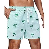 Gleeease 5inch Mens Swim Trunks: with Mesh Liner Lined Quick Dry Stretch Soft Comfort Beach Pool Pockets Vacation Striped