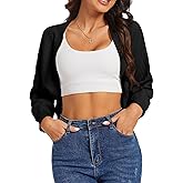 Genhoo Open Front Bolero Shrug for Women Long Sleeve Cropped Cardigan Sweaters Crochet Dressy Cardigans for Dresses