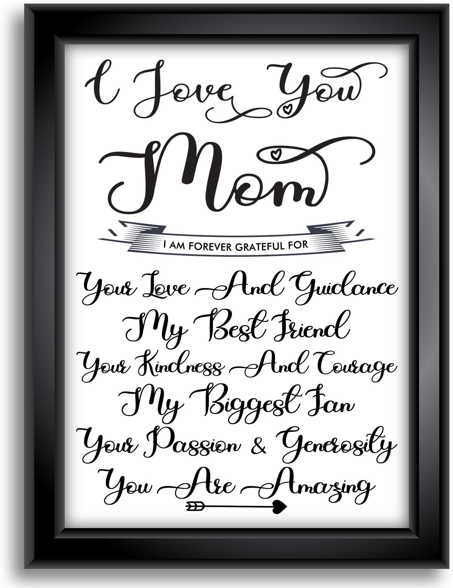 Gift For Mom From Daughter or Son - Perfect Mother's Day - Christmas - Or Birthday Present | 8x10 Unframed Print | I Love You Mom - I Am Forever Grateful