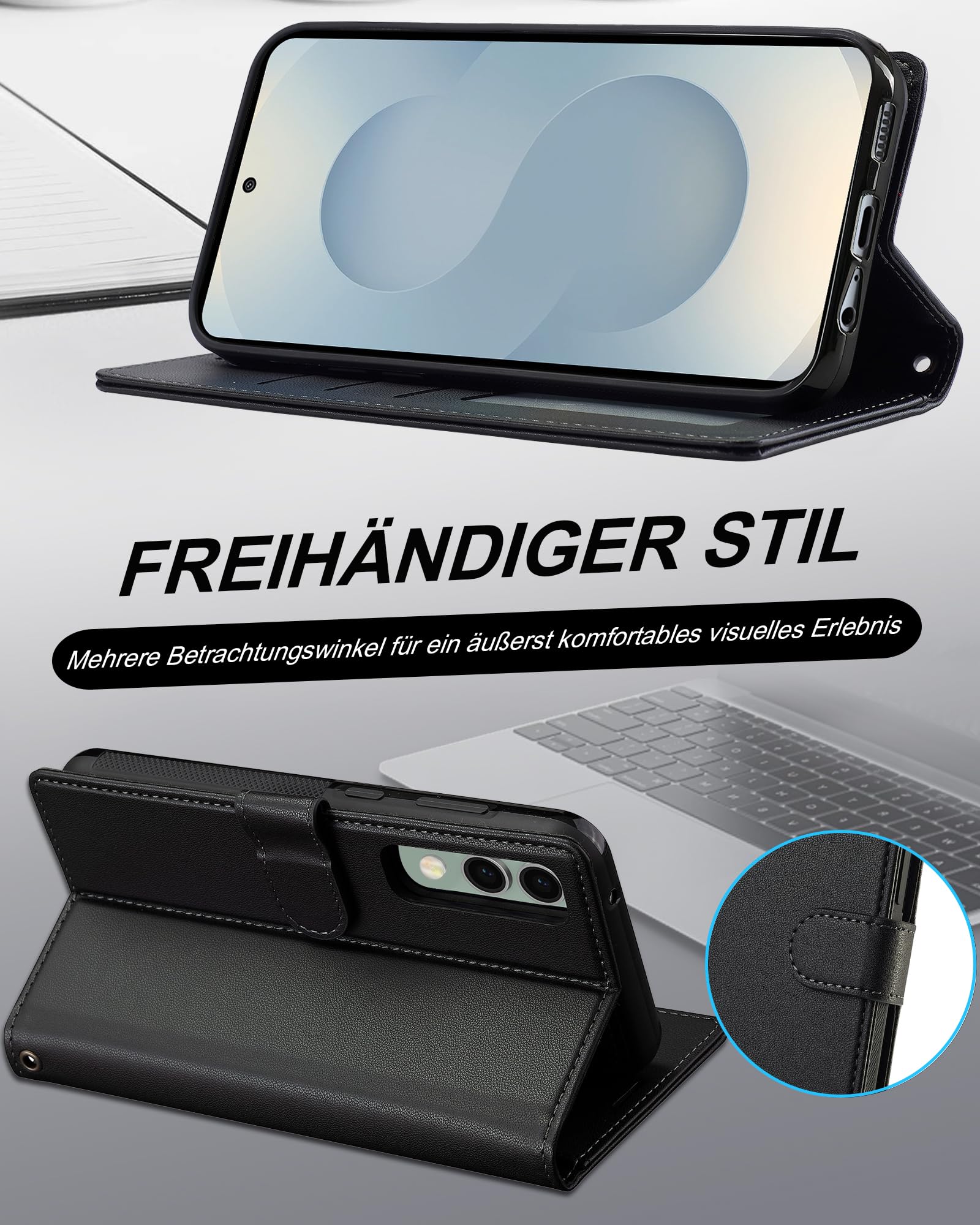 Ailicici für Samsung Galaxy S25 Edge Hülle, 2-IN-1 Abnehmbare magnetische Hülle, Kabelloses Laden, Kartenfach Leder Case, Handyhülle RFID Klapphülle, Schutzhülle für Samsung S25 Edge 5G 6