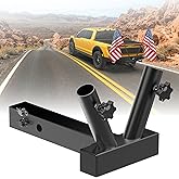 GOORIDA Double Hitch Flag Pole Holder for Truck, Fits Standard 2" Trailer Hitch, RV Flagpole Kit, Car Receiver Flag Pole Mount, Compatible with Jeep, RV, Camper, SUV, Pickup