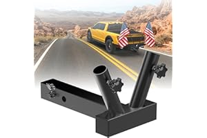 GOORIDA Double Hitch Flag Pole Holder for Truck, Fits Standard 2" Trailer Hitch, RV Flagpole Kit, Car Receiver Flag Pole Moun