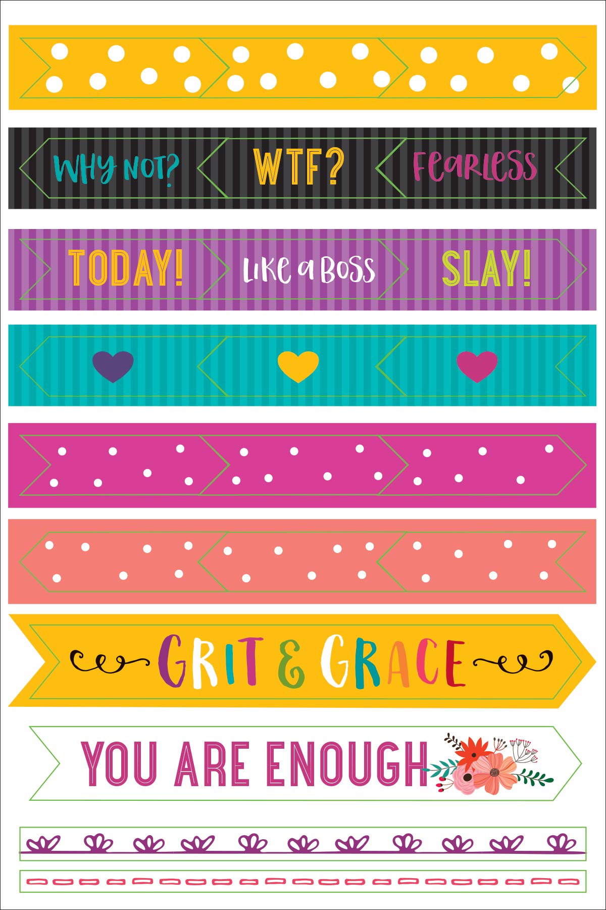 Essentials Planner Stickers -- Wake Up Kick Ass Repeat (Set of 150 Stickers)