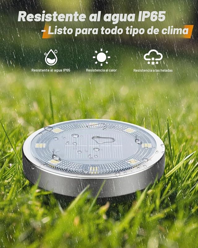 BTFARM 8 Packs Luzes LED Solares Piso de Jardim ao Ar Livre, 8 Lâmpada Solar LED Jardim ao Ar Livre, IP65 Lâmpadas de Piso Solar Impermeáveis Caminho, Gramado, Pátio, Terraço (Branco Quente)