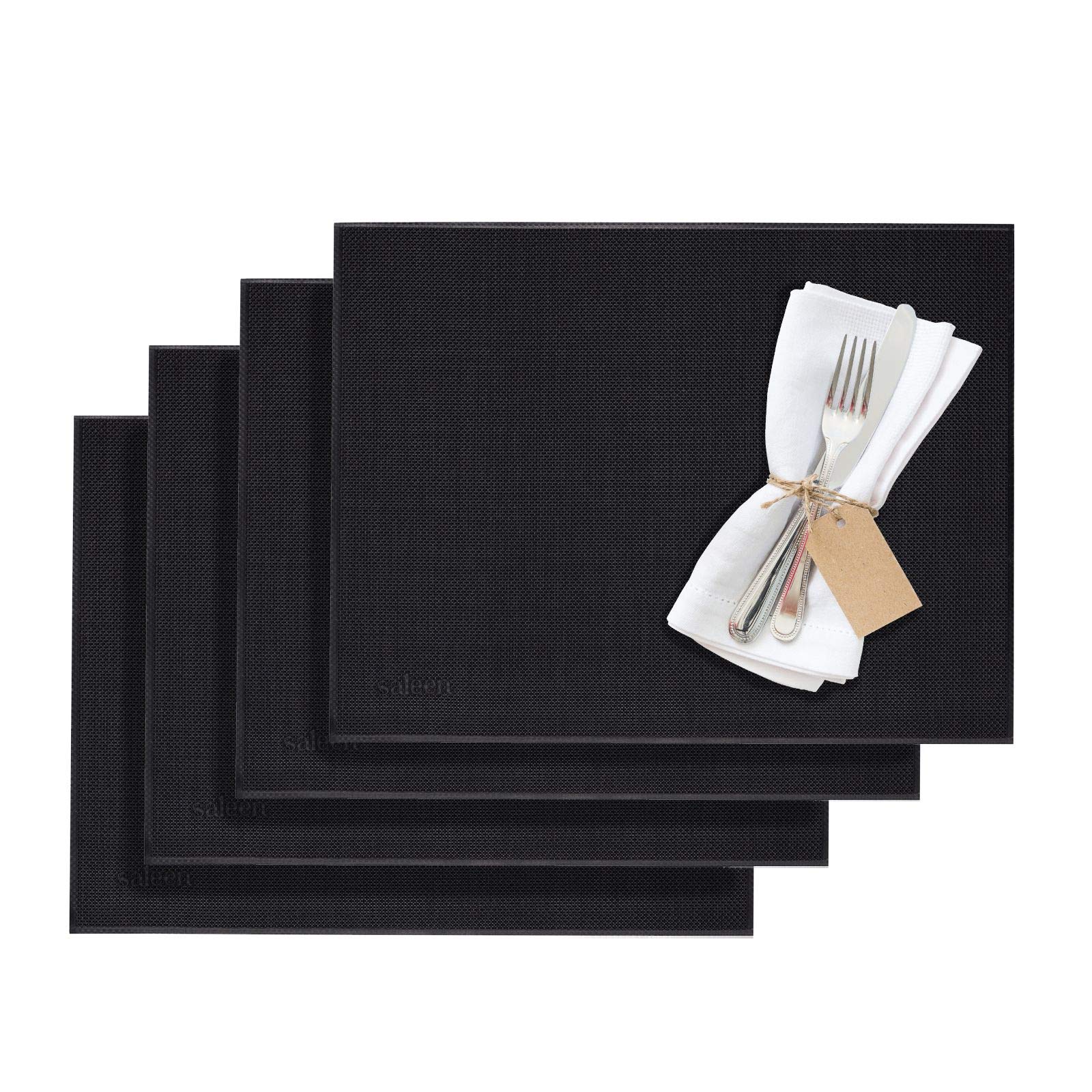 Westmark Placemats, 4 pieces, 42 x 32 cm, Synthetic, Black, Saleen Edition: Linen