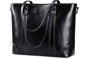 S-ZONE Leather Tote Bag for Women Office Shoulder Handbag 15.6 Inch Designer Crossbody Bags for Working Travel