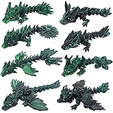 YVBBHE 8 Pcs 3D Printed Fidget Dragons with Eyes Toy Set, Small 3D Prints Articulated Animal Models for Executive Home Office, Mini Stress Relief 3-d Printer Animals Toys Decor for Adults Kids (F)