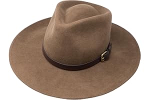 BORGES & SCOTT B&S Premium Lewis - Wide Brim Fedora Hat - 100% Wool Felt - Water Resistant - Leather Band