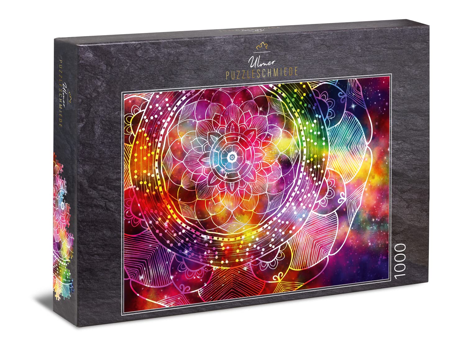 Ulmer Puzzleschmiede Colourful Mandala 1000 Piece Puzzle with Fine Geometric Lines Pattern, Effective for Adults