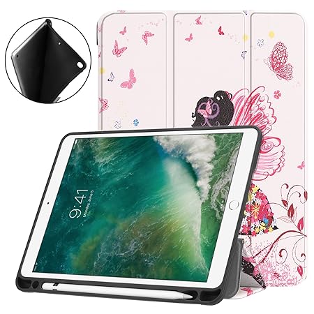Esories für iPad 9.7 2018 Hülle mit Stifthalter, PU Leder Schutzhülle Flip Case Tasche für iPad 9.7 2017 iPad 9.7 2018 iPad A