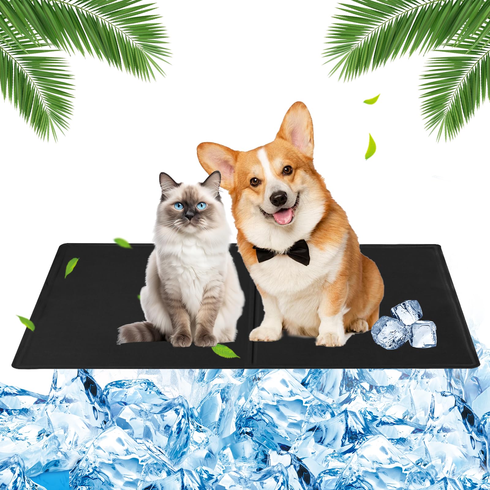 Cooling Mat Dog 40 x 50 cm Cooling Mat for Dogs Cats with Non-Toxic Gel, Cooling Blanket for Dogs Small, Dog Cooling Mat Self-Cooling for Dogs Cats (Black)
