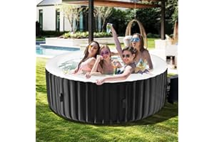 DoCred 2-4 Person Inflatable Hot Tub, 71" X 71" X 25" Round Blow up Portable Hot tub with 120 Bubble Jets, Large Outdoor Spa Bathtub Set Included Heater Pump, Insulated Cover and Filter